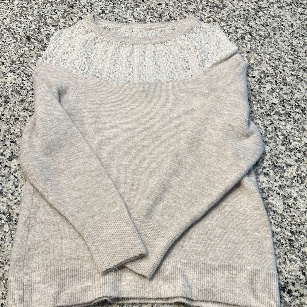 Express Cream Lace Detail Women's Sweater